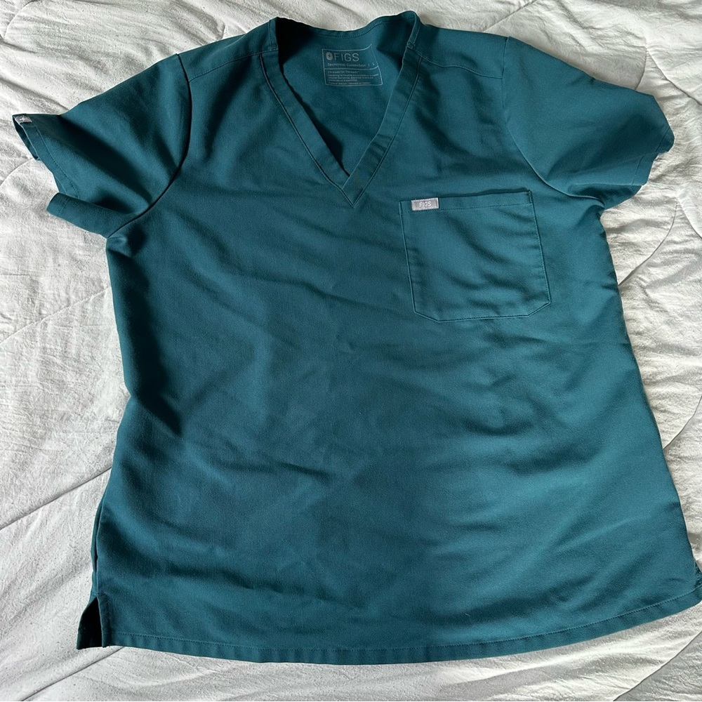 Figs Caribbean blue Catarina scrub top size large